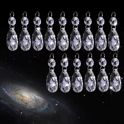 15pcs Clear Glass Crystal Chandelier Lamp Part Drops Prisms Hanging Pendant 38mm • £10.37