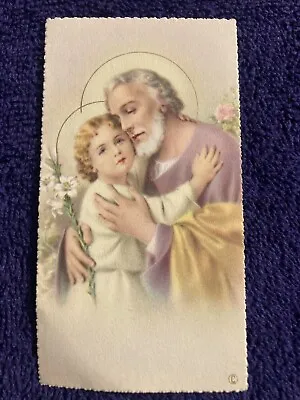 $1.75 • Buy Vintage Catholic Holy Prayer Card Of Saint Joseph And Baby Jesus
