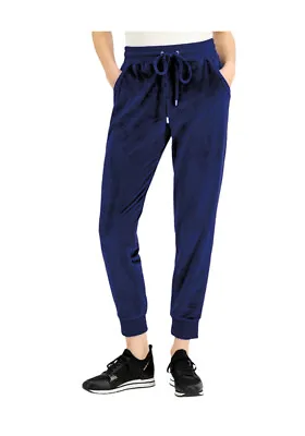 MICHAEL KORS Womens Velour Athletic Jogger Pants TRUE NAVY L (MSRP - $98.00) NWT • $35