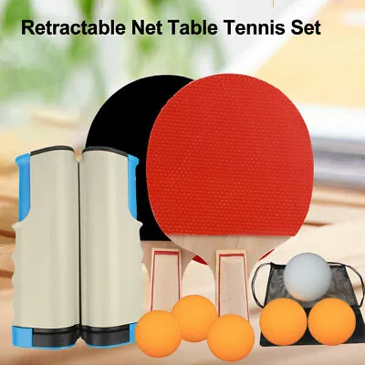 $18.99 • Buy Retractable Net Table Tennis Paddle Bats 6 Balls Instant Portable Ping Pong Set
