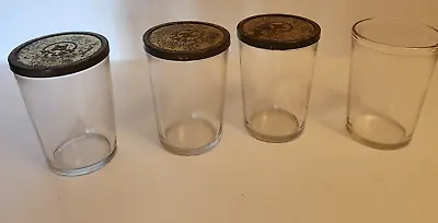 4 Vintage Atlas Jelly Jars With Metal Gold Tone Lids • $6.99