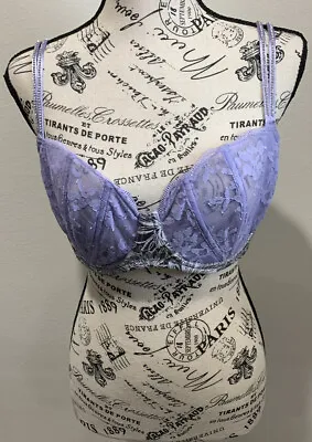 Victoria Secret Dream Angels Push Up Without Padding Bra Purple With Lace 36DD • $22.90