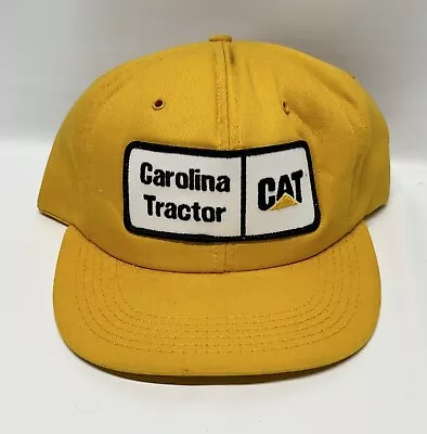 Vtg Yellow CAT Carolina Tractor Caterpillar Snapback Truckers Cap Hat Made USA • $27.99