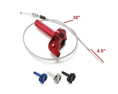 7/8  CNC Throttle Twist Handle Grip + 36  Braided Throttle Cable For PIT BIKE  • $29.99