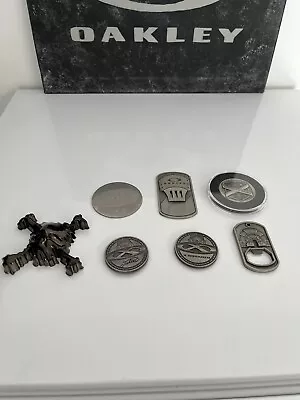 Oakley Coin 7 Lot Juliet 3d Skull X-squared Dog Tag Infinite Hero Bottle Opener • $350