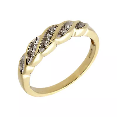 Pre-Owned 9ct Yellow Gold Diamond Set Wave Dress Ring Size: N 9ct Gold For Her • $309.20