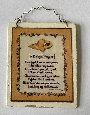 Vintage Artisan Miniature Dollhouse Rustic Wood Wall Hanging A BABY'S  PRAYER • $5.99