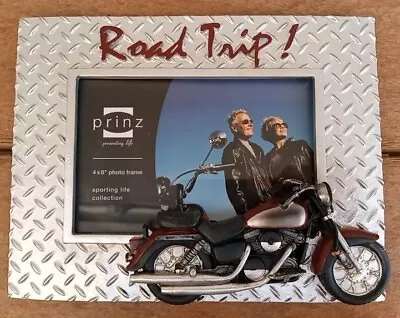 Harley Frame Road Trip Motorcycle Photo Frame Diamond Plate Holds 4x6  Photo • $14.99