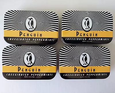 Lot Of 4 PENGUIN CAFFEINATED PEPPERMINTS Collector TINS Empty BLACK MINTS Rare • $24.66