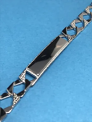 925 Sterling Silver Baby KIDS CURB LINK CHAIN ID Bracelet + FREE ENGRAVING • £55