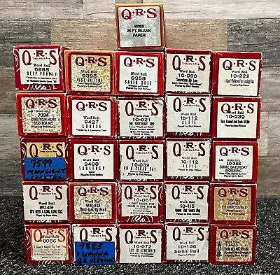 QRS Vintage Player Piano Rolls ~ Lot Of 25 Assorted Songs + 25' Blank Roll • $22.99