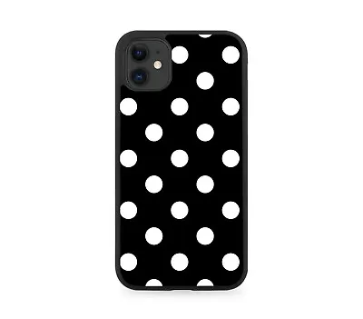 Black And White Polka Dot Rubber Phone Case Cover Dotty Spots Dots Retro I535 • £15.90