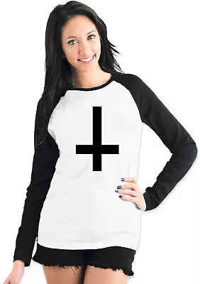 Inverted Cross Cool Womens Ladies T-shirt Baseball Tee • £13.99