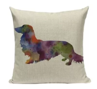 £6.99 • Buy NEW Furever Gifts Long-Haired Dachshund Sausage Dog Cushion Cover Linen 18  UK