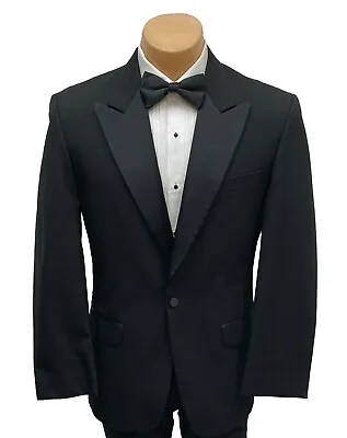$9.99 • Buy Boys Size 12 Black Tuxedo Jacket 100% Wool With Satin Peak Lapels Ring Bearer 12