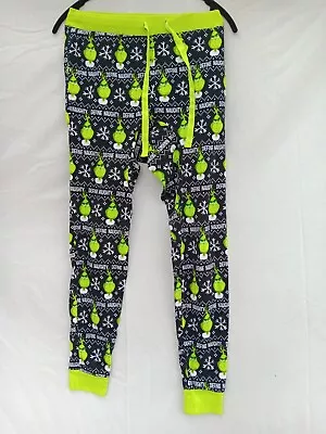 Mens SMALL Dr. Seuss Grinch Pajama Lounge Pants Bottoms Pockets Drawstring Black • $16.99