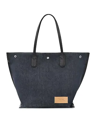 Longchamp Roseau Essential Large Denim Open Tote Bag Shopper ~NEW~ • $325
