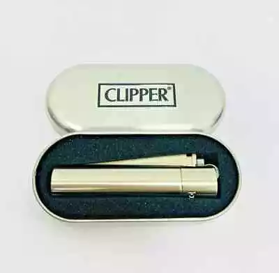 Metal Clipper Lighter Refillable Cigarette Gas Flint With Gift Tin Case Box UK • £7.99