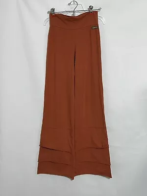 Matilda Jane Sz Small Tiered Cotton Spandex Finn Wide Leg Pant Rust Orange • $29.99