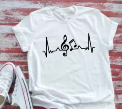 Music Notes Heartbeat Unisex   White Short Sleeve T-shirt • $14.99