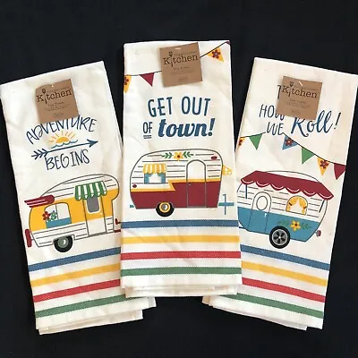 Camping Kitchen Tea Towels By Kay Dee Designs With Retro RV Camping Set Of 3 • $10.64