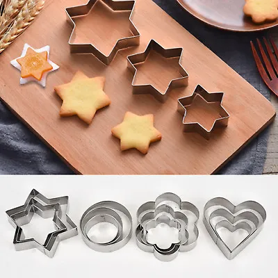 12Pcs Metal Cookie Biscuit Cutters Set Cake Mould Decorating Pastry Sugarpaste • £2.99