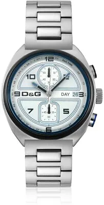 Dolce & Gabbana DW0301 Song Silver Tone White Chronograph Dial Mens Watch • $135