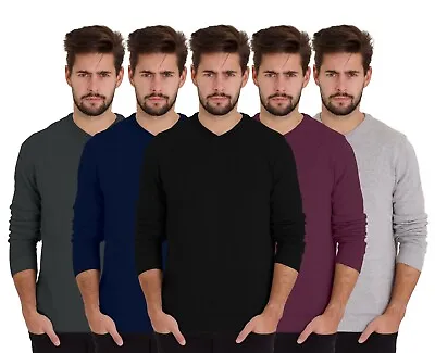Men's V-Neck Sweater Slim Fit Pullover Long Sleeve Casual Cotton Jumper • $18.99