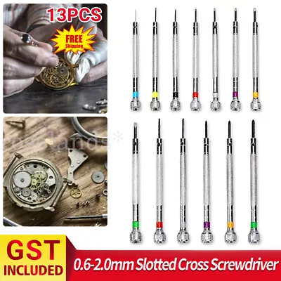 13PCS 0.6-2.0mm Slotted Cross Screwdriver Set Watchmakers Watch Repair Tools • $15.25