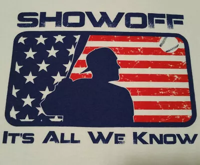 Showoff MLB Logo Spoof T Shirt S Small Its All We Know Baseball Softball INV860 • $13.24