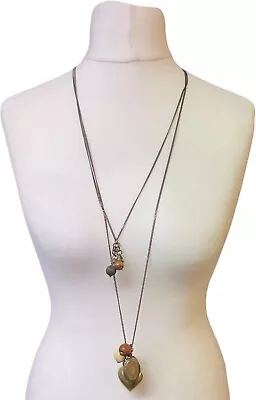 £7 • Buy Women's River Island Double Layer Brown Gold Beaded Costume Jewellery Necklace 