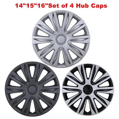 14 -16  Set Of 4 Wheel Covers Snap On Full Hub Caps R14 R15 R16 Tire & Steel Rim • $47.99