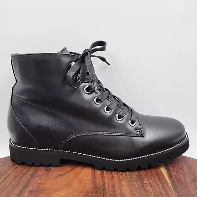 Blondo Rachelle Combat Boots Women's 8M Black Leather Waterproof Lug Studded Zip • $49.97