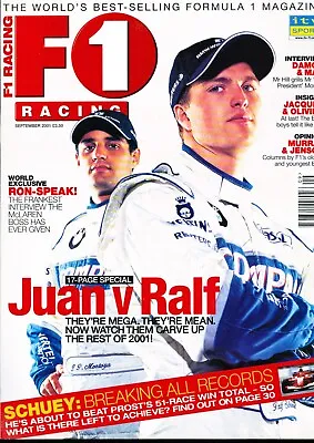 F1 Racing Magazine August 2001 Juan Pablo Montoya Ralf Schumacher Max Mosley • £4.99