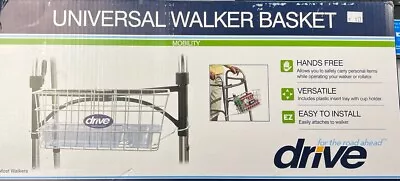 Drive Medical Universal  Walker Basket With Plastic Insert Tray And Cup Holder • $11.99