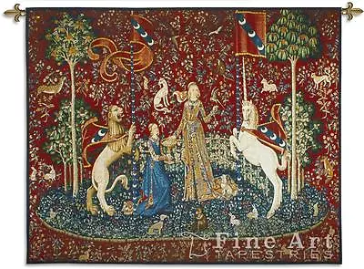62x51 LADY & UNICORN Sense Of Taste Medieval Tapestry Wall Hanging • $270