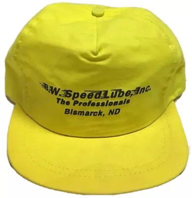 Vtg BW Speed Lube Inc Hat Bismarck North Dakota Neon Yellow Made In The USA Cap • $14.99