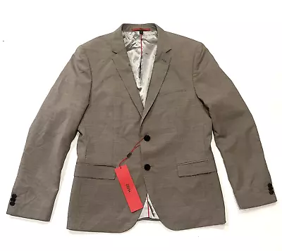 Hugo Boss Men's Arti Slim Fit Micro Check Suit Coat - Size 40S - Medium Beige • $170.95