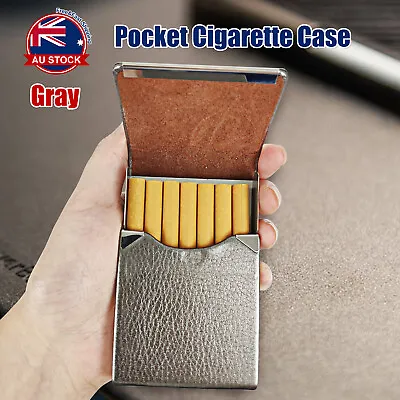 Pocket Cigarette Case Tobacco Cigar Storage Box Flip Top Holder Container Gray H • $7.99