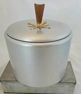 RARE Vintage 1950s Mirro Medallion Ice Bucket Aluminum Mid Century Modern Atomic • $300