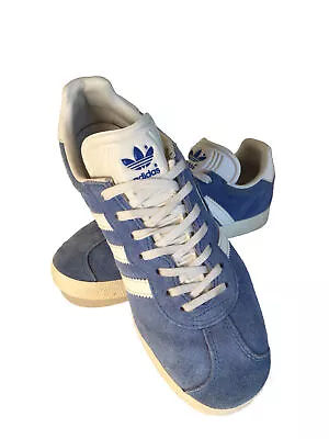 VINTAGE Adidas GAZELLE SUPER 80s Casuals BLUE/WHITE UK 5.5 RARE FAST DISPATCH • £18