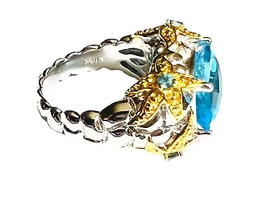 Victoria Wieck Sterling Silver & Vermeil  Swiss Blue Topaz 5.18ct Starfish Ring • $76.49