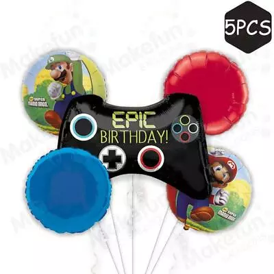 5PCS GAME SUPER MARIO CONTROLLER EPIC BIRTHDAY BALLOON HELIUM Foil Balloon PARTY • $12.50