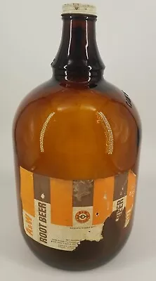 A&W Root Beer One Gallon Amber Brown Glass Jug Bottle Cap W/ Original Label  • $40