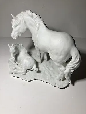 VTG Kaiser Ltd. Edition Porcelain Germany Bisque White Mare & Goal Statuette • $285