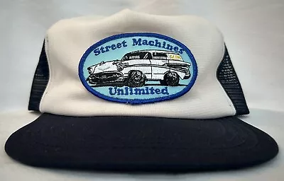 Vintage Blue White Mesh Trucker Hat SnapBack Street Machines Unltd. Classic Car • $19.98