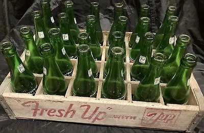 Vintage 7Up Bottles FULL CASE Of 24 W/ Wooden Crate Saint Paul Mn Coca Cola Soda • $195