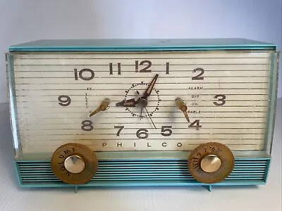 Vintage 1959 Philco G751-124 Teal Mint Clock Radio MCM Prop Retro - Radio Works • $79.99