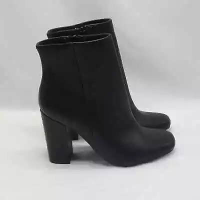 Bamboo Boots Womens Size 7 Black Faux Leather Ankle Zip Up Heels  • $15.99