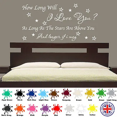 £6.99 • Buy How Long Will I Love You - Wall Art, Vinyl Sticker, Decal, Music Quote Lyrics